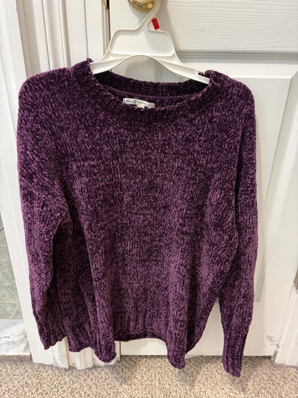 Seven7 Crew Sweater in Deep Purple Size Medium M